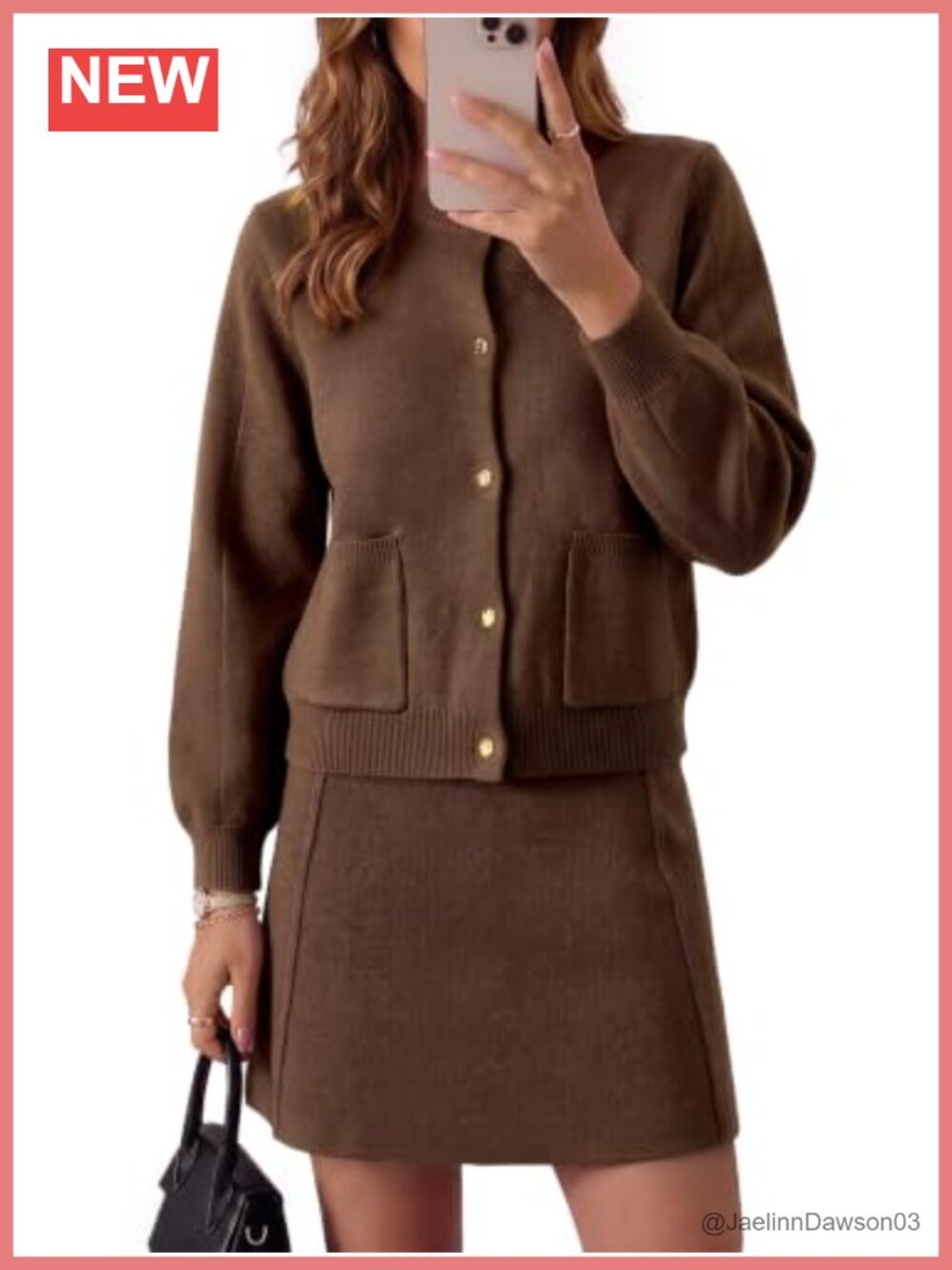 Wenrine Womens Sweater Skirt Set Fall 2 Piece Knit Matching Set